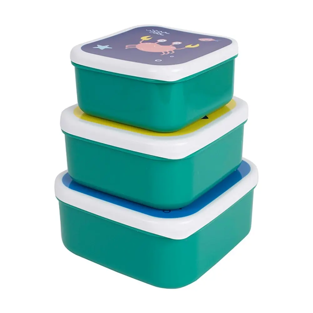 3pc Ladelle Ocean 250ml/400ml/600ml Container Food/Snack Lunch Storage Set Green - Home & Garden