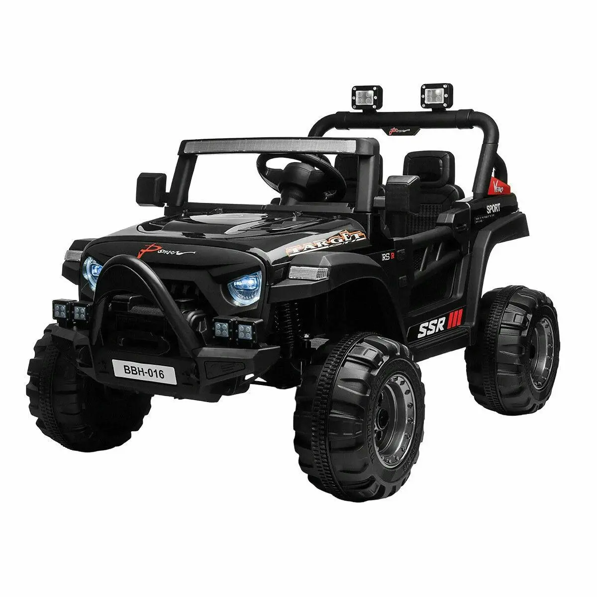 Kidbot Electric Ride On Car Vehicle Off Road Toy Jeep Truck for Kids Children with Parental Remote Control MP3 Flashing Lights Dual Openable Door 2.4G - Toys & Games