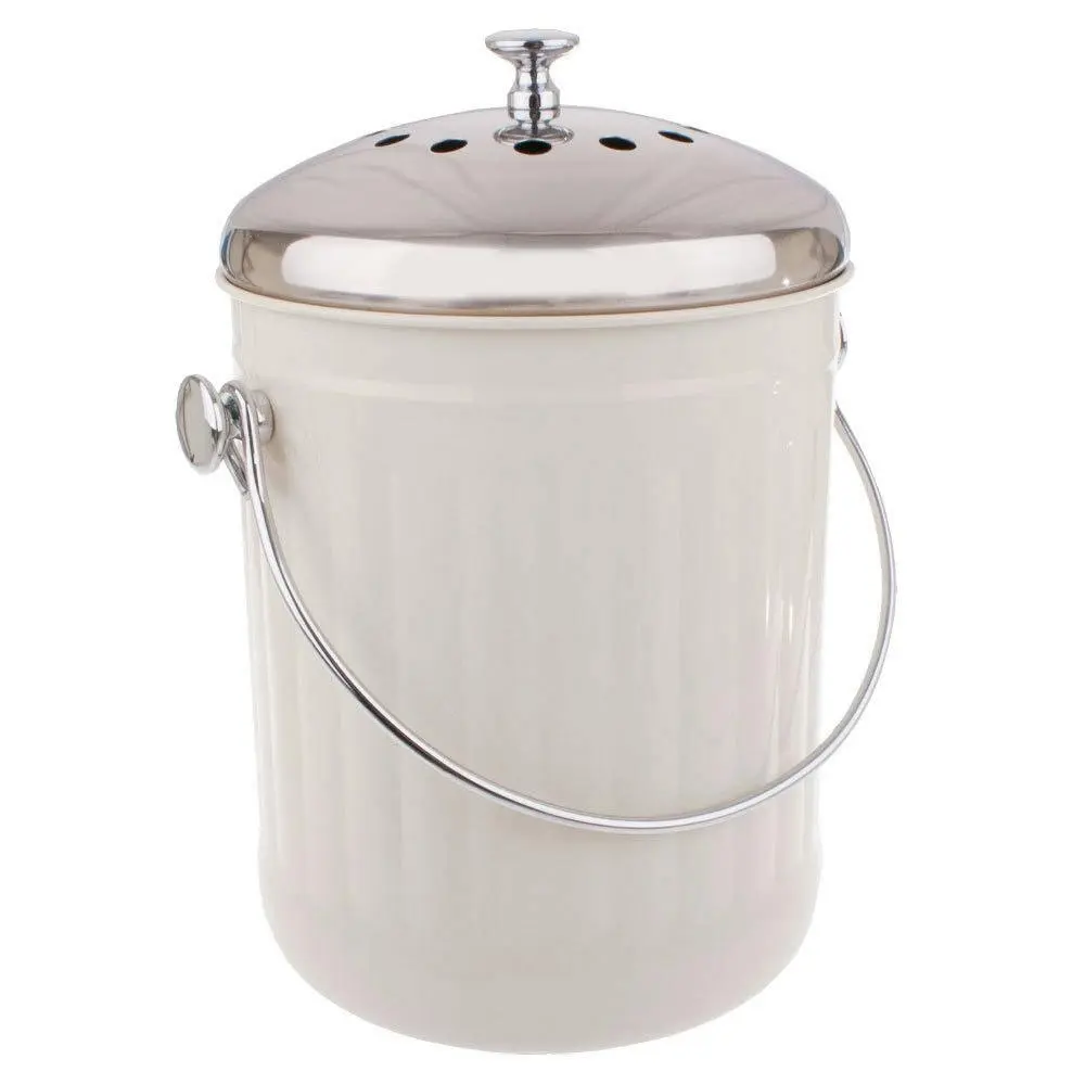 Appetito 4.5L Compost Food/Waste/Scrap/Trash Kitchen Veggie Canister/Bin White - Home & Garden