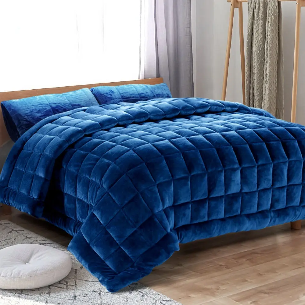 Giselle Bedding Faux Mink Quilt Blue King - Home & Garden