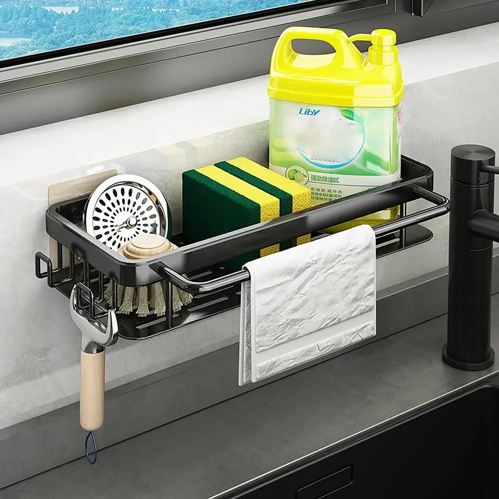 Rack Kitchen Storage Rack Wall Mounted Seasoning Rack Sponge Drain Rack - Home & Garden