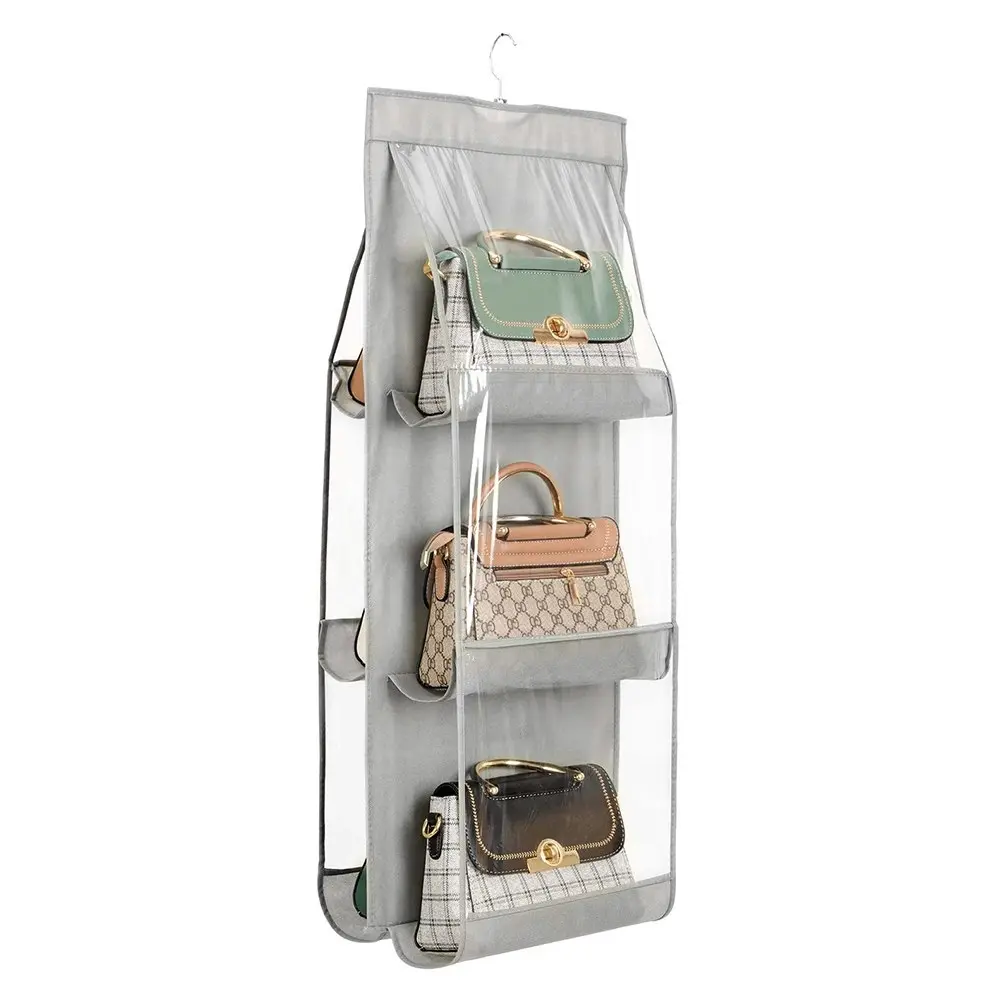 6 Pocket Folding Hanging Handbag Storage Organiser Holder Hook Hanger - Home & Garden
