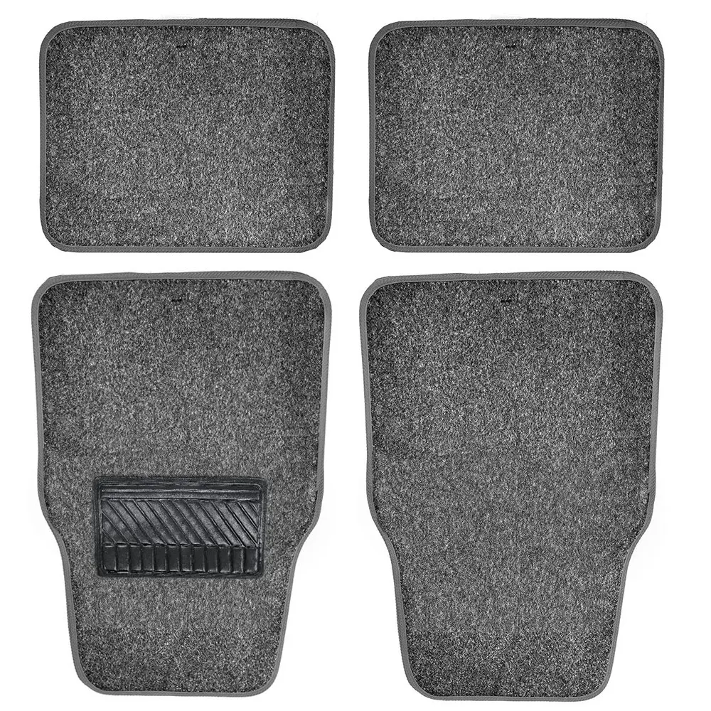 4pc Carpet Car Floor Mats Set/Floormat Front/Back Rear Seat Large Grey - Automotive