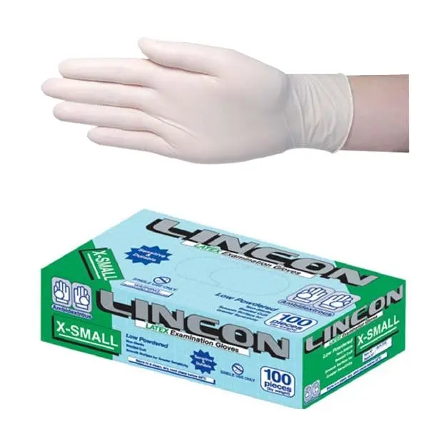 Lincon Latex Low Powder Gloves Extra Small Cream AS/NZ HACCP Grade 100 Box x10 - Commercial