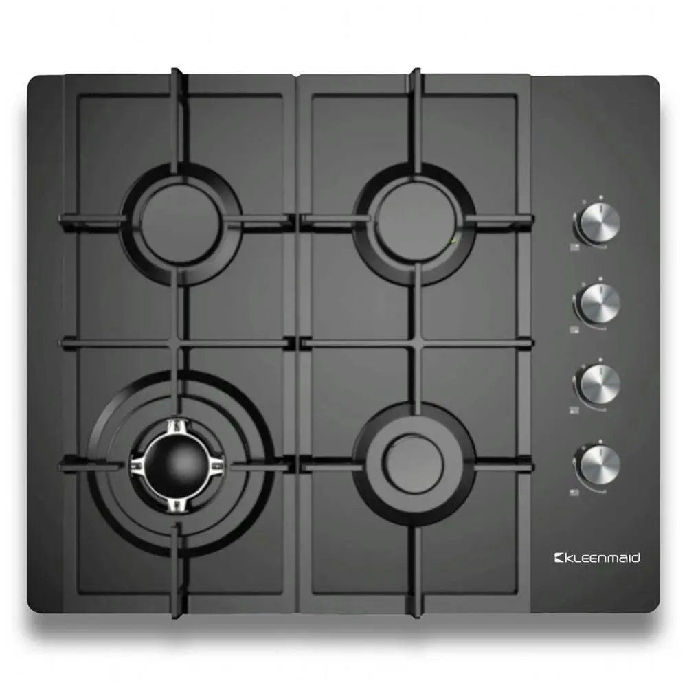 Kleenmaid 60cm Black Glass Gas Surface Mounted Built In Cooktop/Stovetop Burner - Home & Garden