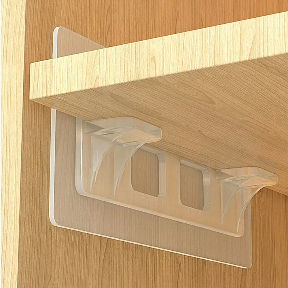8Pcs Shelf Support Closet Partition Bracket Reinforced Wardrobe Support Clips - Hardware