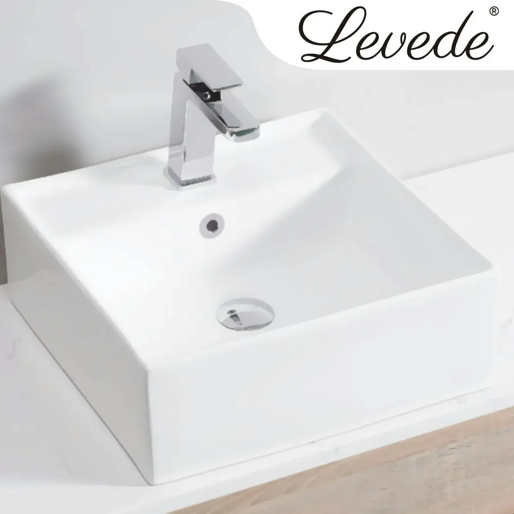 Traderight Group Ceramic Basin Bathroom Wash Counter Top Hand Wash Sink Vanity Above Rectangle - Hardware
