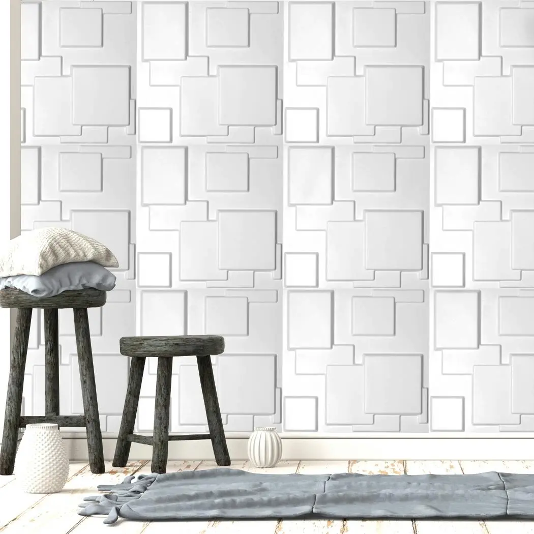 Traderight Group 12x 3D Wall Panels 50x50cm DIY Waterproof Scratch-proof Home Decor Easy Install