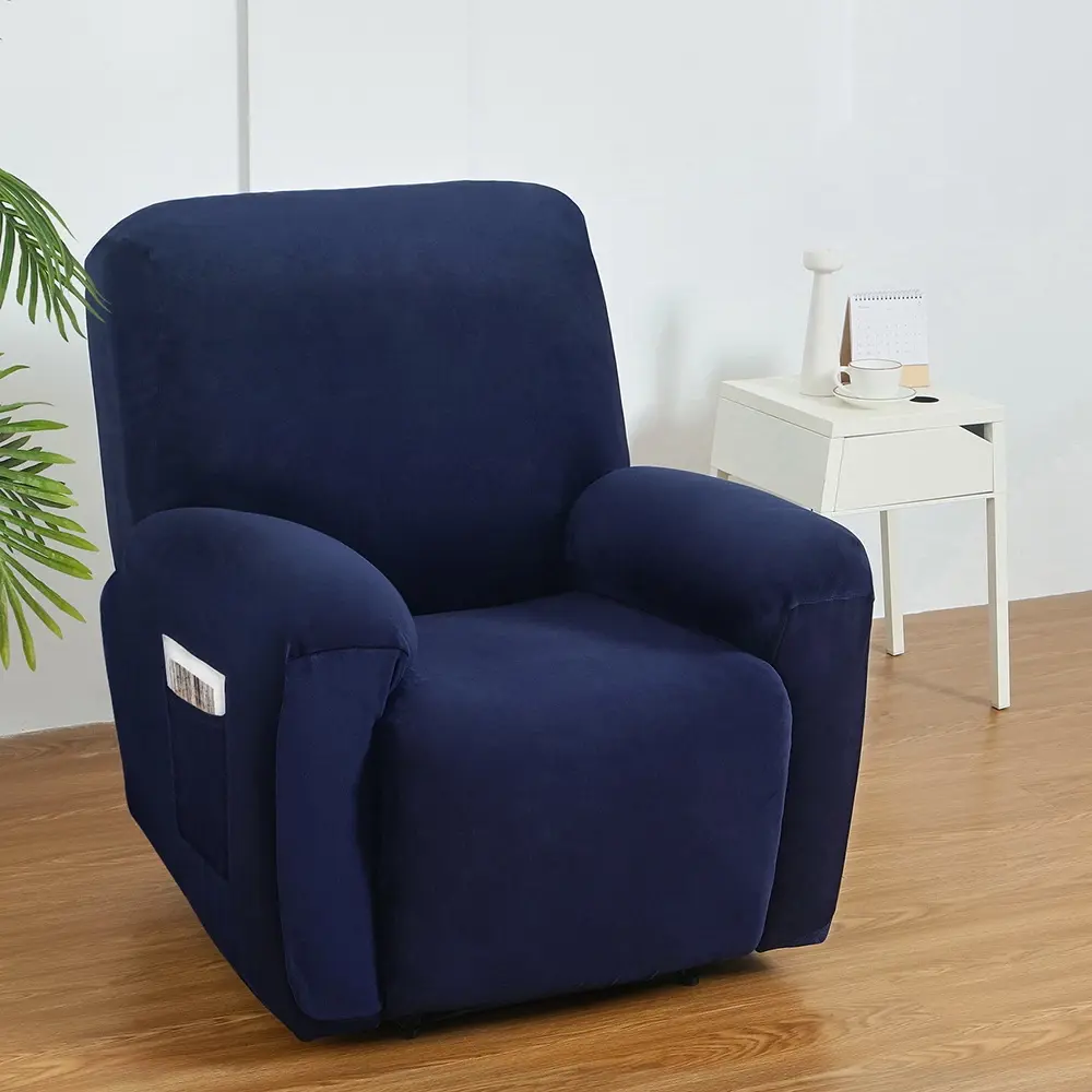 Artiss Recliner Chair Covers 1 Seater Velvet Navy - Furniture