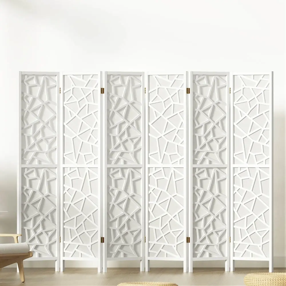 Artiss 6 Panel Room Divider Screen 244x170cm Clover White - Furniture