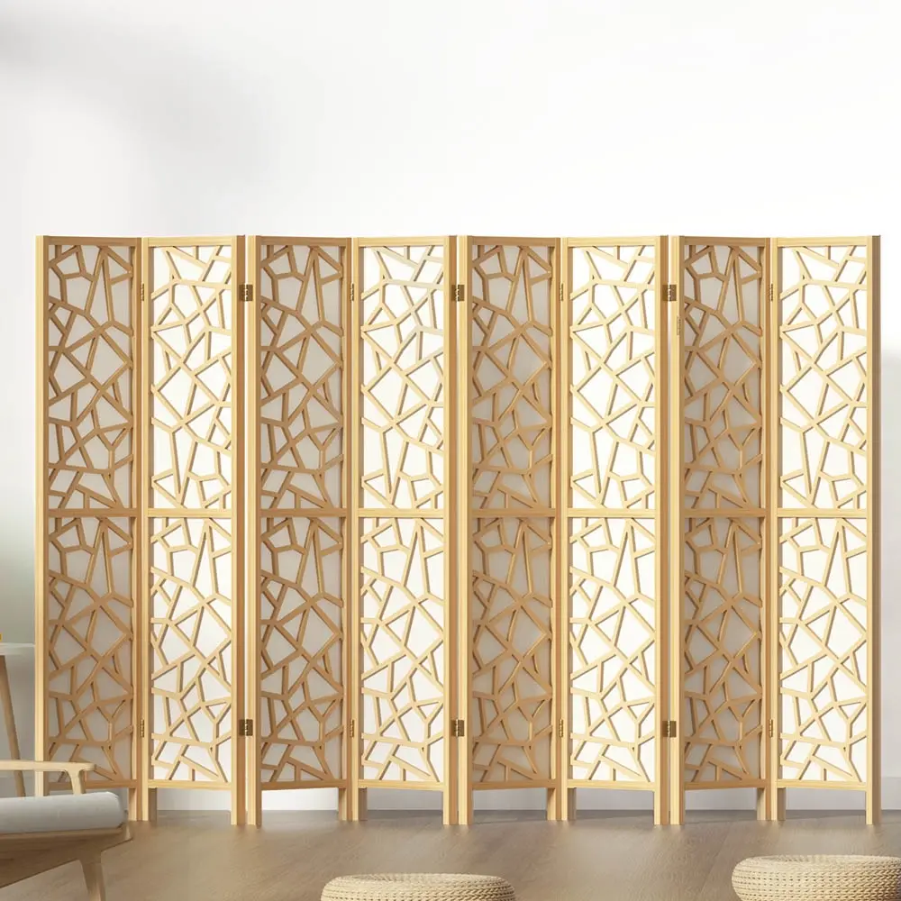 Artiss 8 Panel Room Divider Screen 325x170cm Clover Natural - Furniture