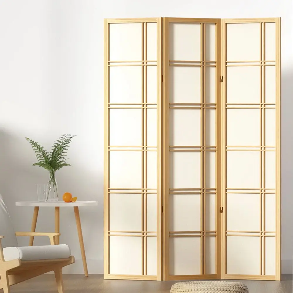 Artiss 3 Panel Room Divider Screen 132x179cm Nova Natural - Furniture