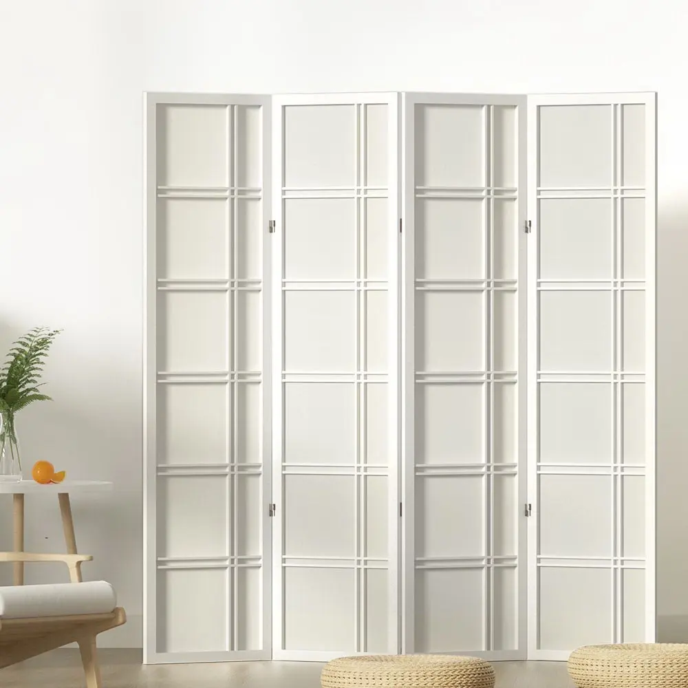 Artiss 4 Panel Room Divider Screen 176x179cm Nova White - Furniture