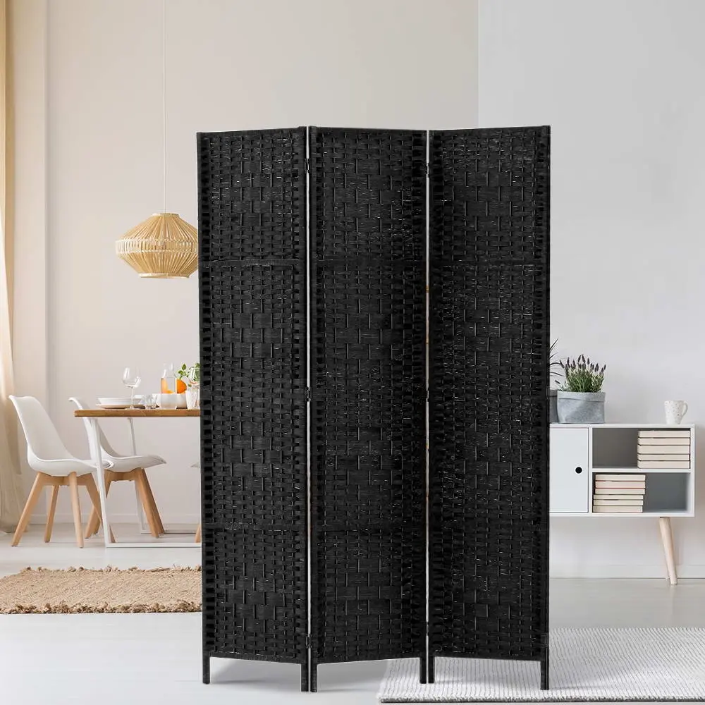 Artiss 3 Panel Room Divider Screen 123x170cm Woven Black - Over 40% off Living Room Furniture
