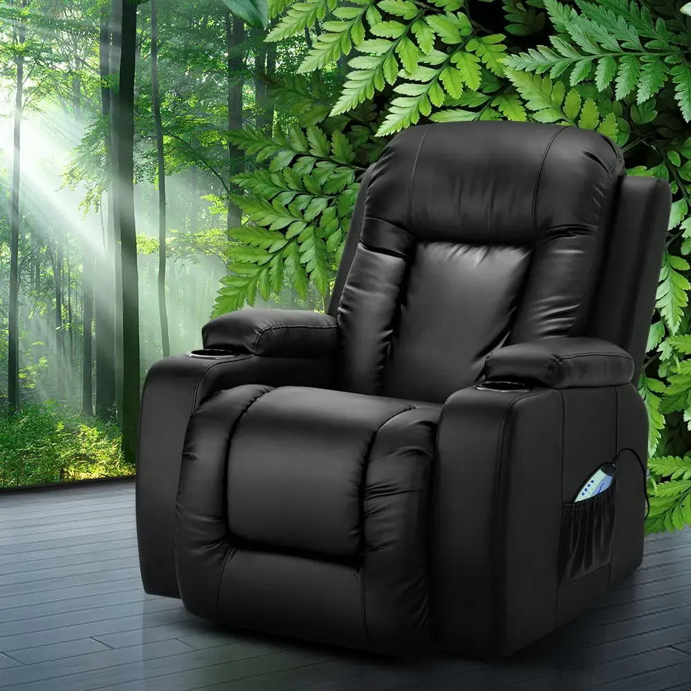 Artiss Recliner Chair Electric Heated Massage Chairs Faux Leather Cabin - Over 40% off Living Room Furniture