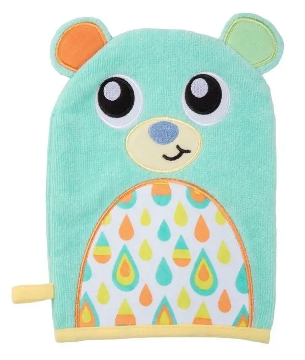 3pc Playgro Friendly Forest Bear Soft Reversible Natural Bath Wash Mitt - Baby