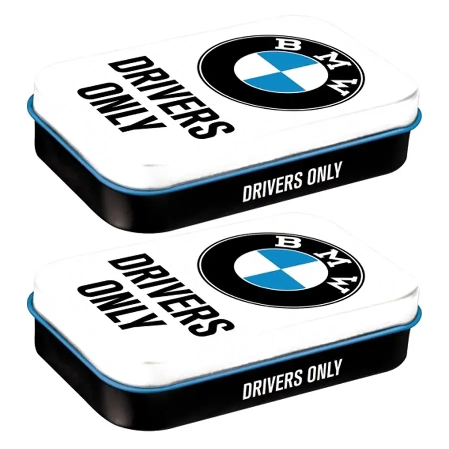 2x Nostalgic Art 10cm Mint Tin Box XL BMW Drivers Only Fresh Breath Hard Candy - Groceries