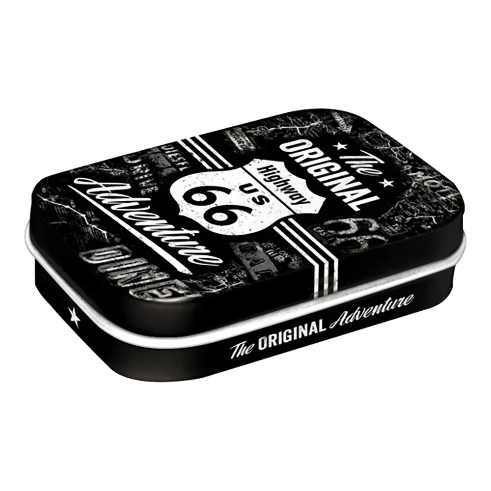Nostalgic Art 6cm Metal Tin Mint Box Route 66 Adventure Fresh Breath Hard Candy - Groceries