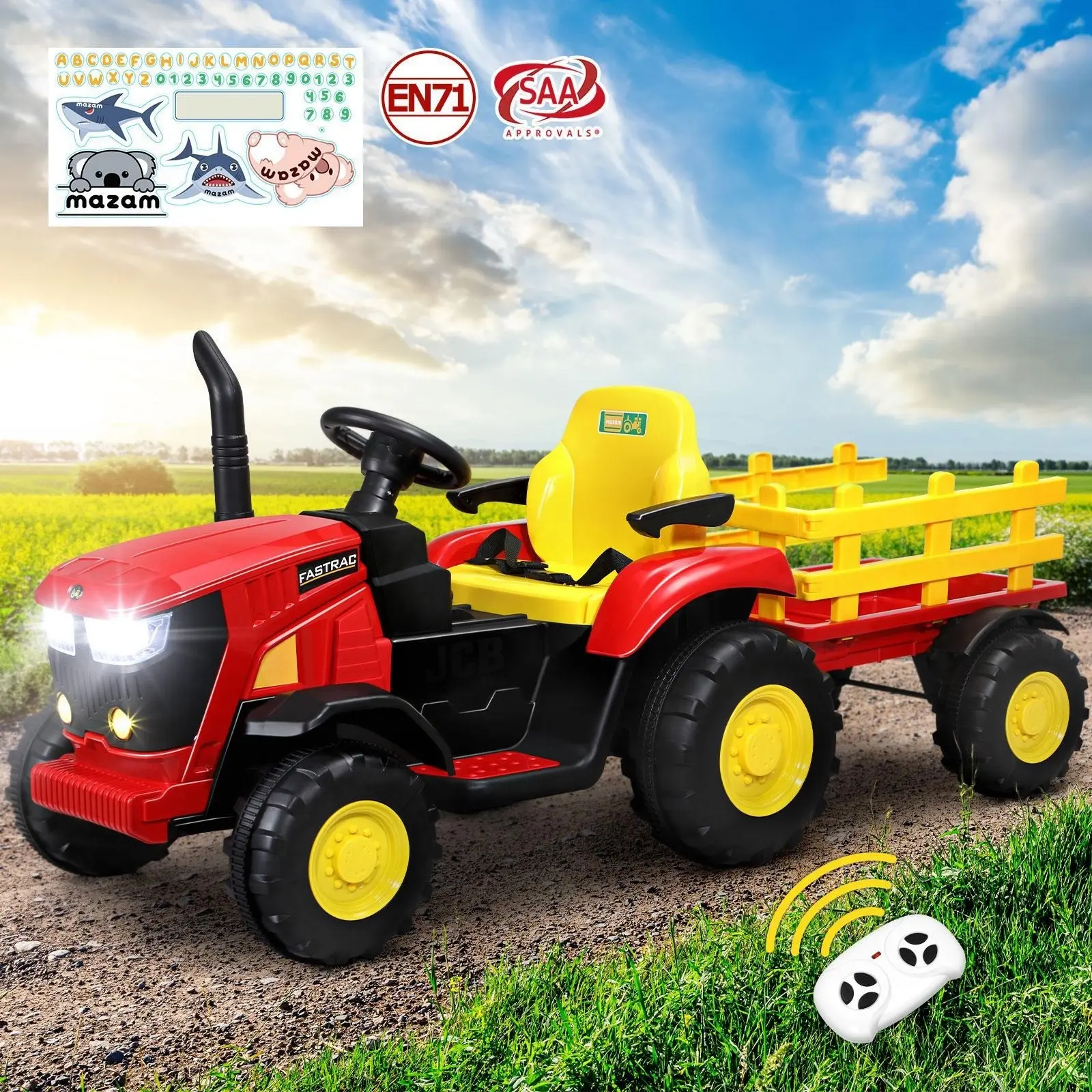 Mazam XL Ride On Tractor 12V Kids Electric Vehicle Toy Cars W/ Trailer Remote - Up to 70% off Toy Sale
