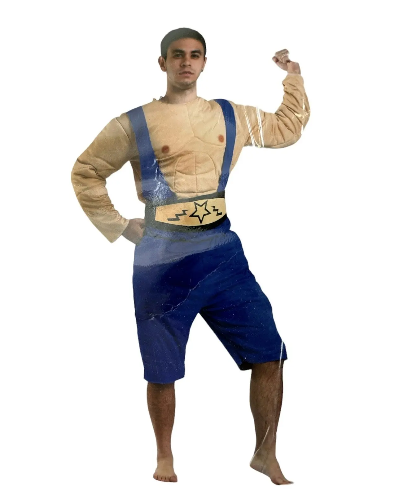 Mens Muscle Man Costume Suit Chest Boxing Champion Hero Halloween - Fashion