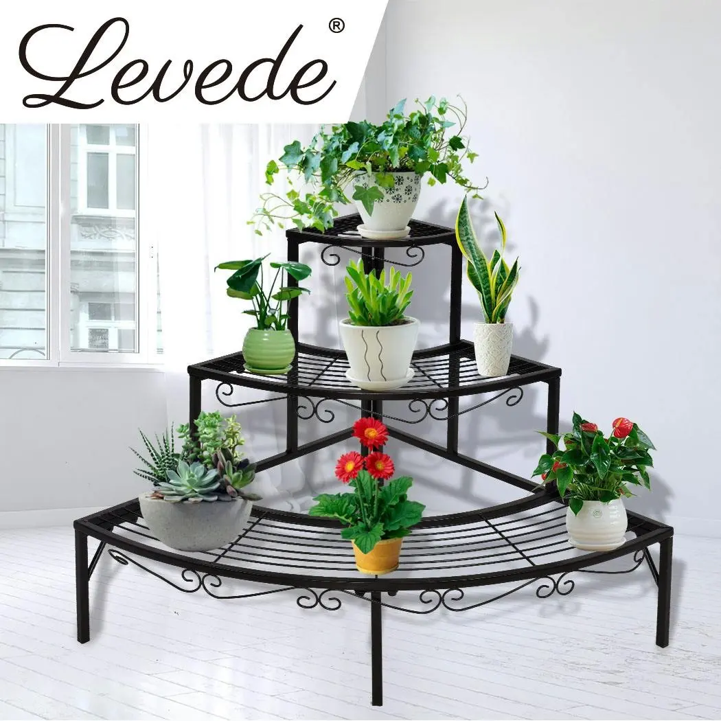 Levede 2x Outdoor Indoor Plant Stand Garden Metal 3 Tier Planter Corner Shelf - Home & Garden