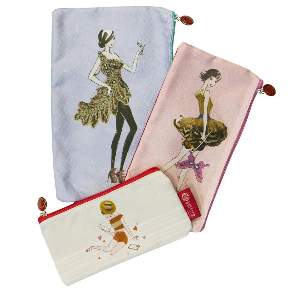 3pc Lantern Studios Nelly Ryan Satchels w/ Zipper School Pen/Pencil Case Set - Beauty