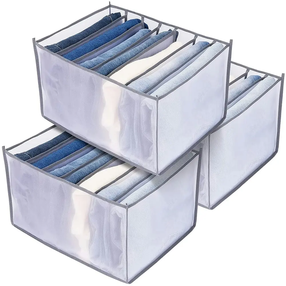 3 Pack Jeans Compartment Storage Box Closet Drawer Mesh Pants Storage - Home & Garden
