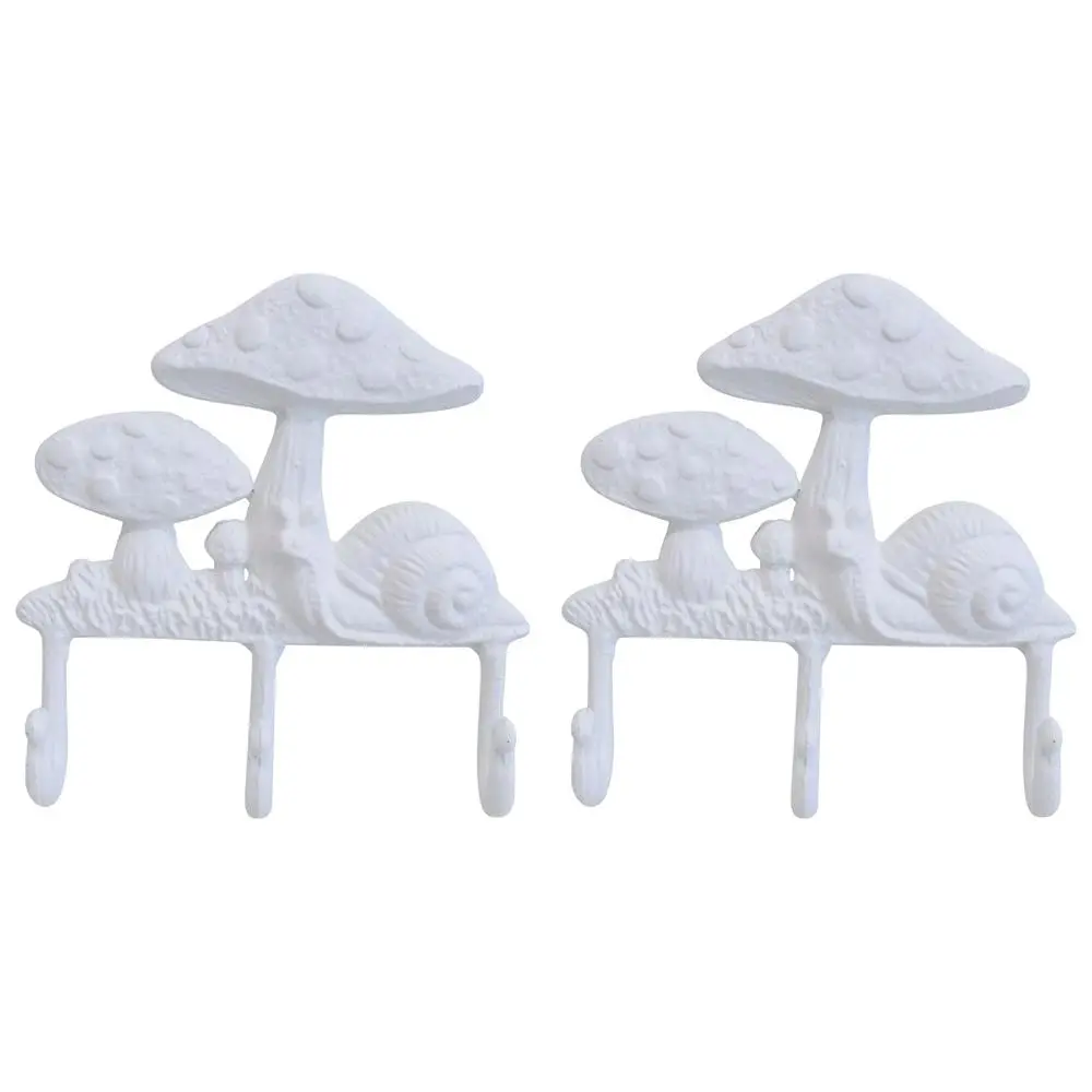 2x LVD Toadstool Triple Hanging Iron Hooks Organiser Storage Home Decor White - Home & Garden