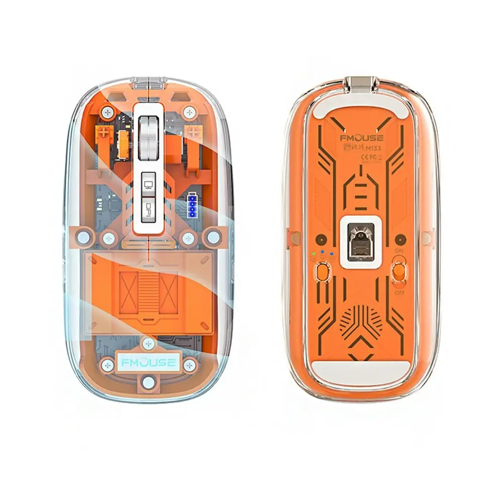 Transparent Gaming Mouse Bluetooth Compatible Wireless Mouse RGB Light Mouse - Electronics