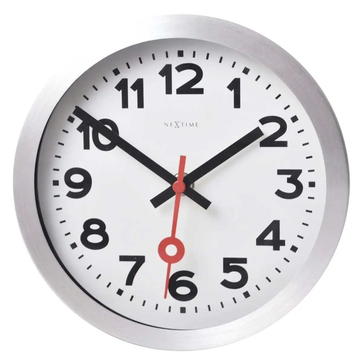 NeXtime 35cm Station Numerical Silent Analogue Round Wall Clock Home Decor White - Home & Garden