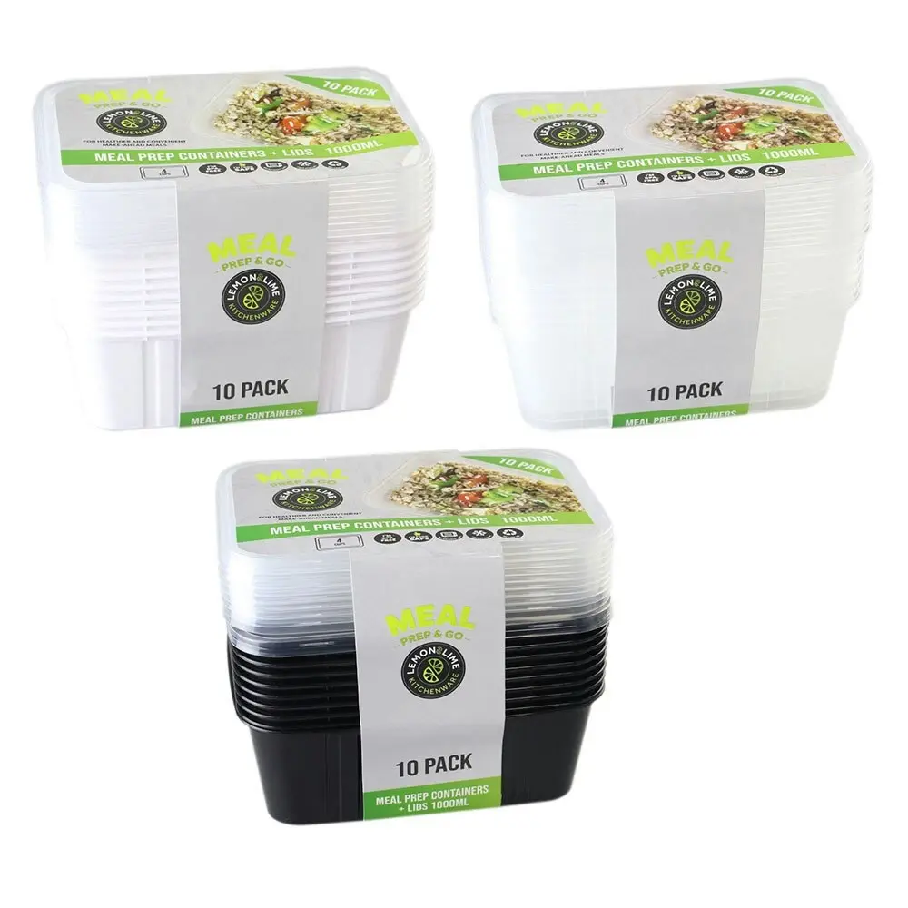 3x 10pc Lemon & Lime 1000ml Meal Prep Reusable Containers/Food Storage Assorted - Home & Garden