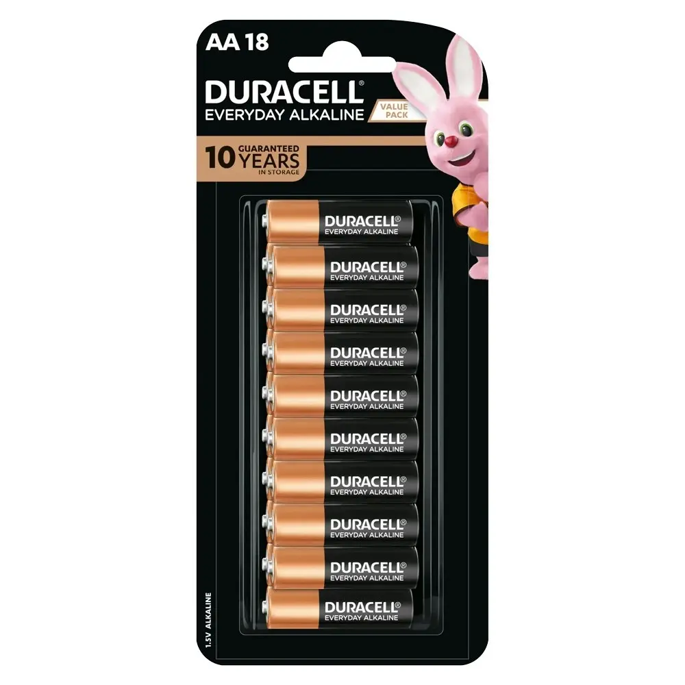 18pc Duracell Everyday AA Size Alkaline Battery Pack Single Use Batteries - Electronics