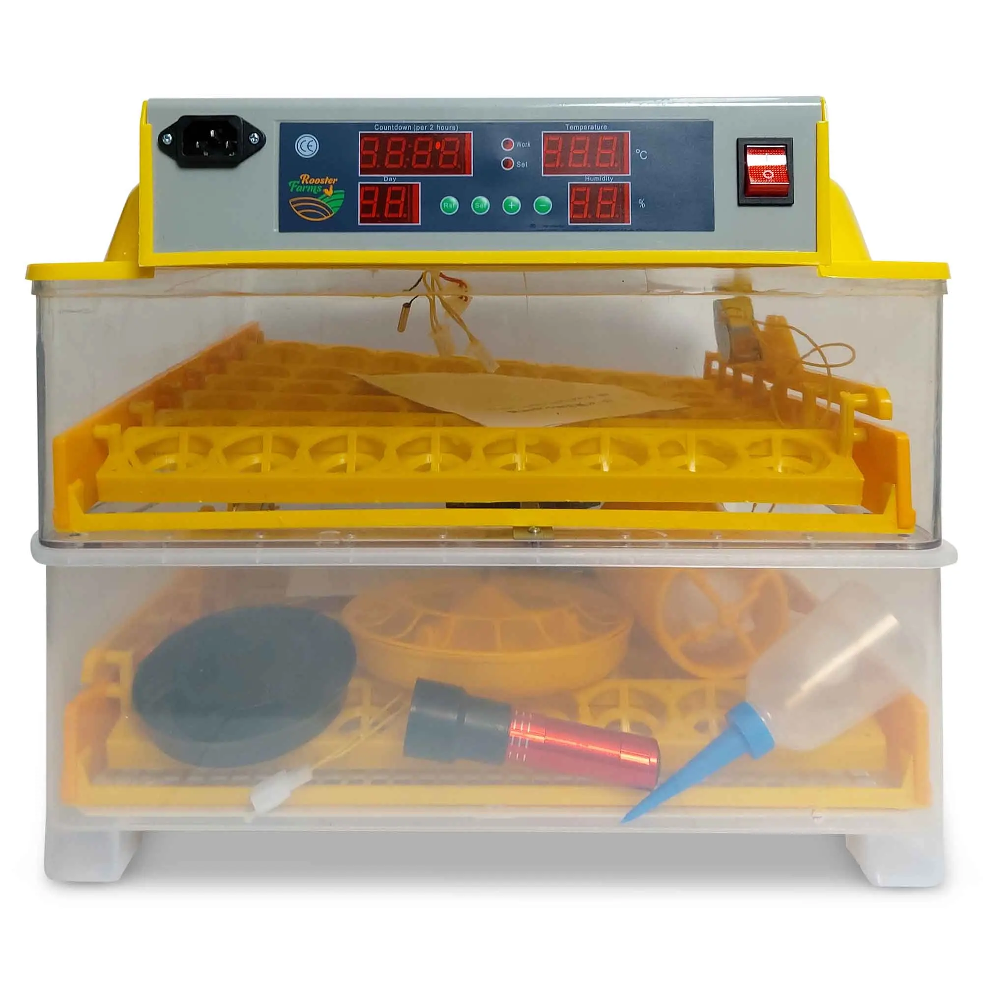 Rooster Farms Electric 96 Egg Incubator + Accessories for Chicken Quail Duck - Commercial