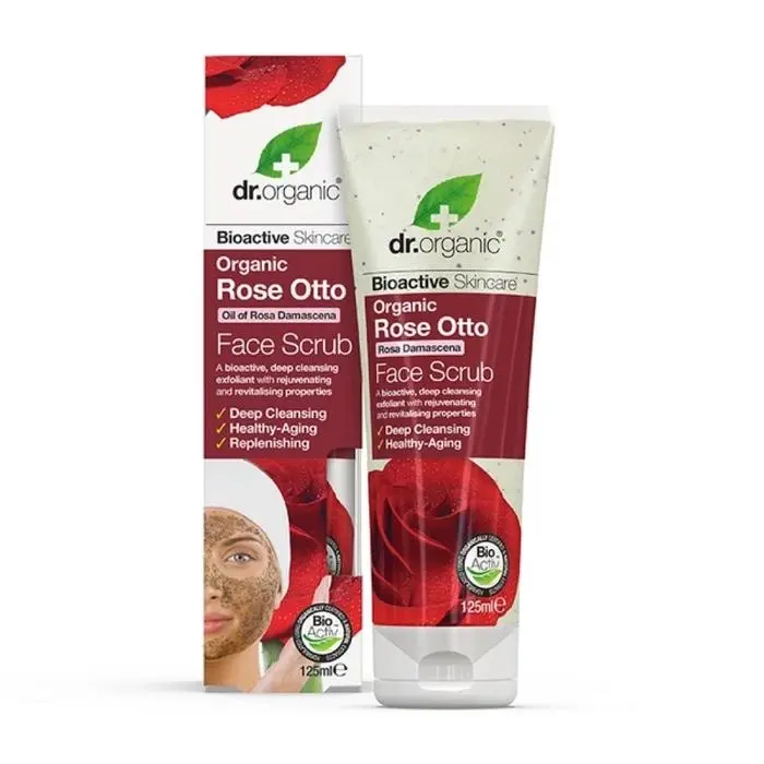 DR ORGANIC Face Scrub Organic Rose Otto 125ml - Beauty