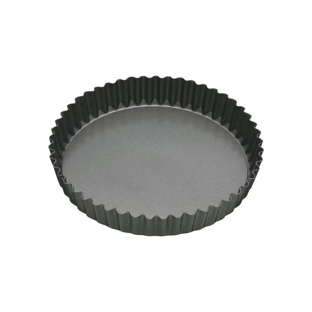 MasterCraft 20cm Heavy Loose Base Non-Stick Round Flan Quiche Pan Baking Black