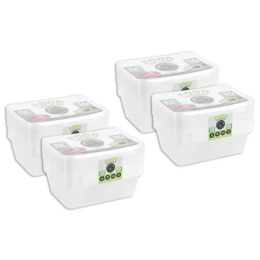 40pc Lemon & Lime Reusable Takeaway Food Storage Container Box Rectangular 750ml - Home & Garden