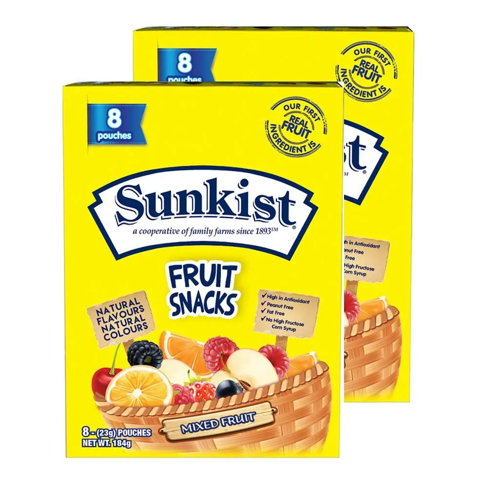 16x Sunkist Mixed Fruit 23g Flavour Chewy Confectionery Candy/Sweet/Lolly/Jelly - Groceries