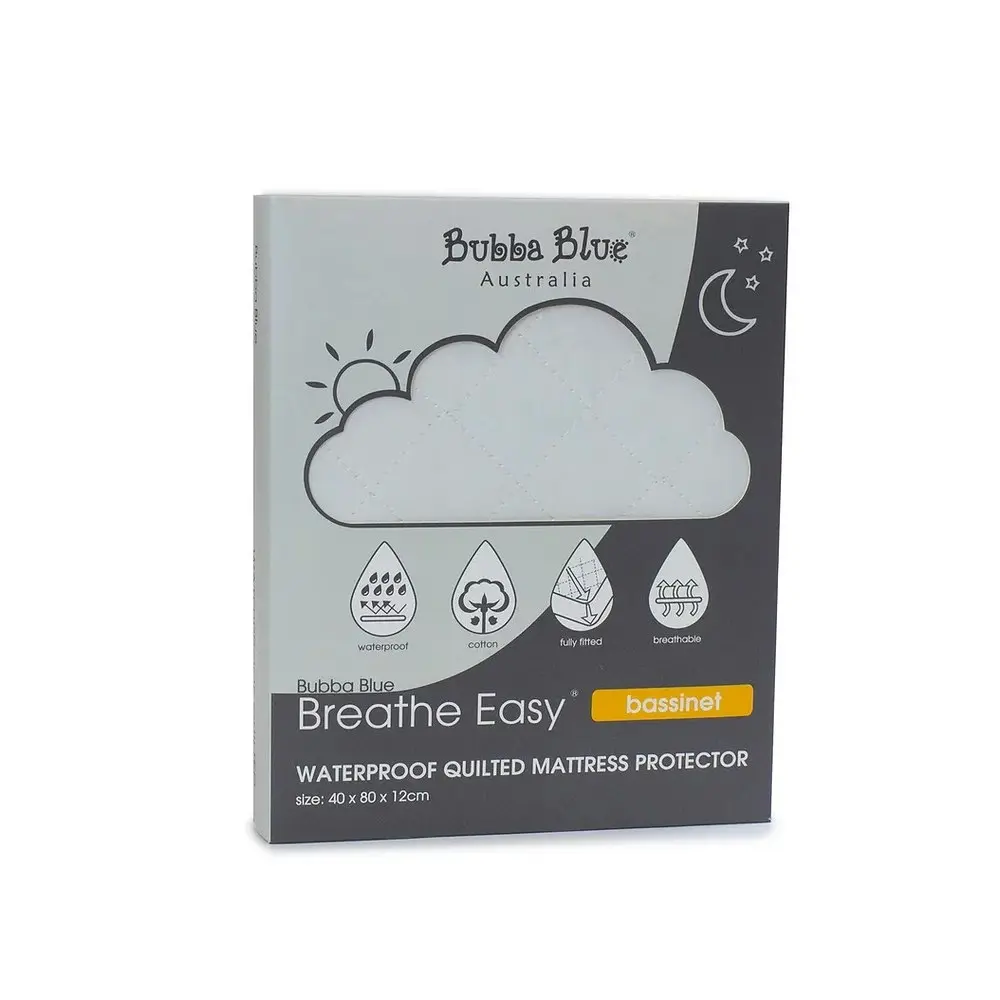 Bubba Blue Breathe Easy 40x80cm Waterproof Quilted Mattress Protector Bassinet - Home & Garden