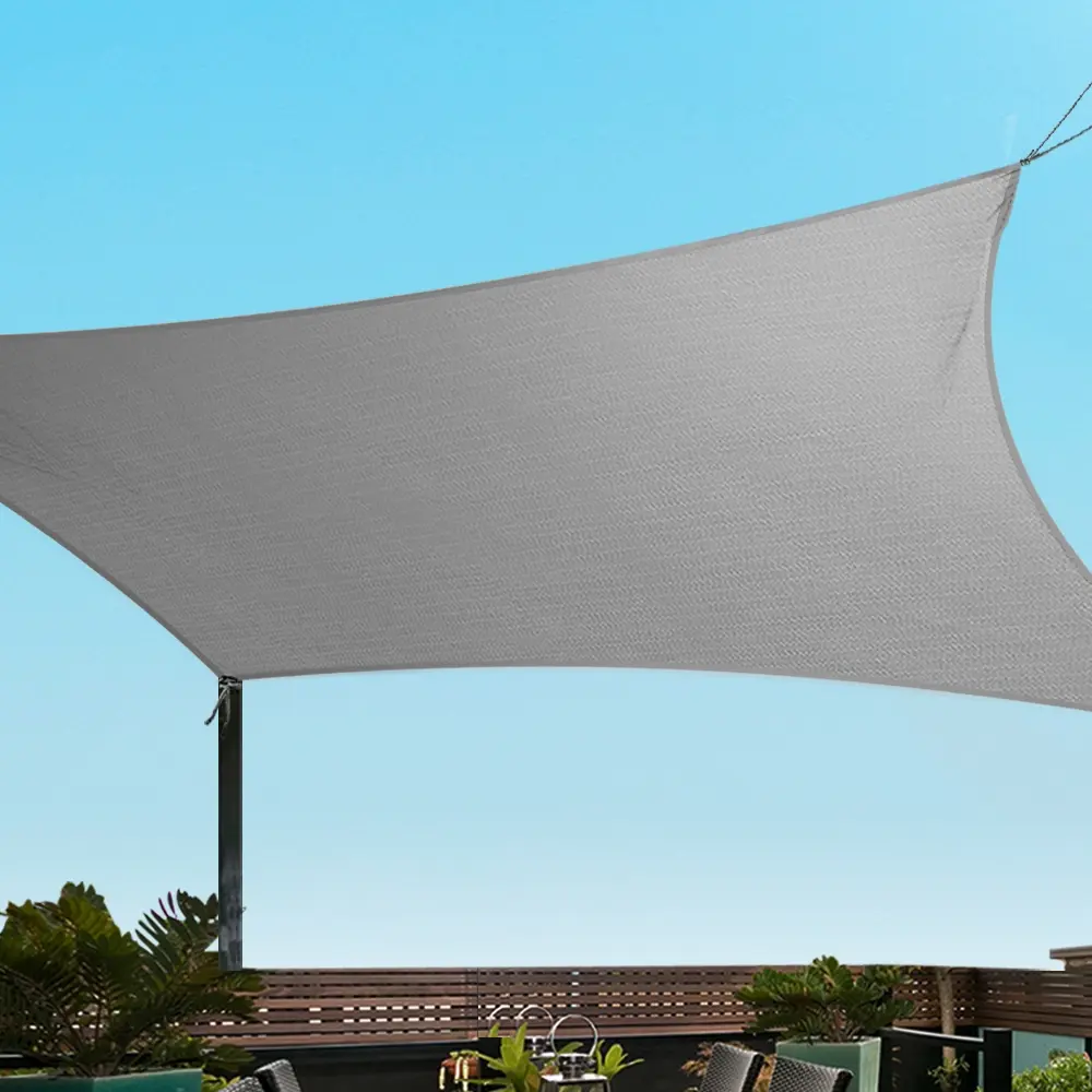 Instahut Shade Sail 3x3m Square 280GSM 98% Grey Shade Cloth - Home & Garden