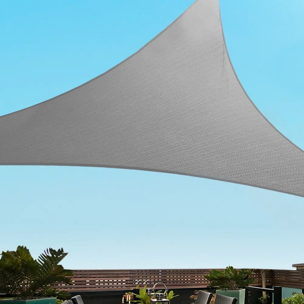 Instahut Shade Sail 3x3x4.3m Triangle 280GSM 98% Grey Shade Cloth - Home & Garden