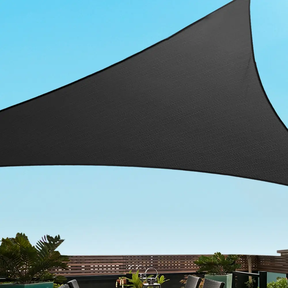 Instahut Shade Sail 5x5x5m Triangle 280GSM 98% Black Shade Cloth - Home & Garden