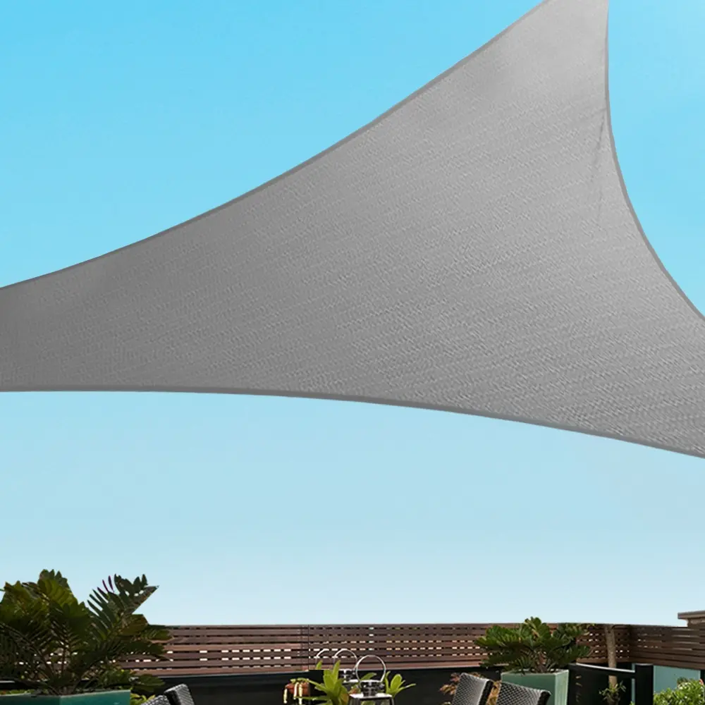 Instahut Shade Sail 6x6x6m Triangle 280GSM 98% Grey Shade Cloth - Home & Garden