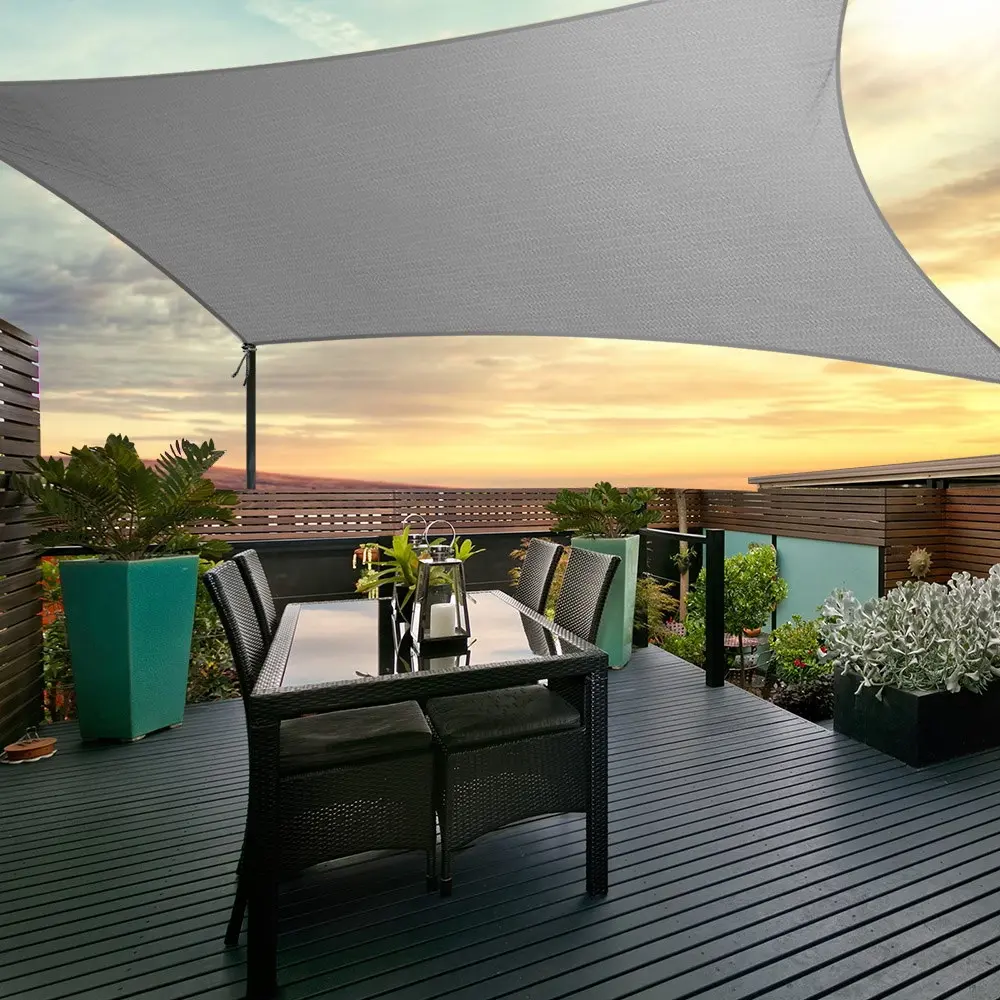 Instahut Shade Sail 5x6m Rectangle 280GSM 98% Grey Shade Cloth - Best Sellers From $10
