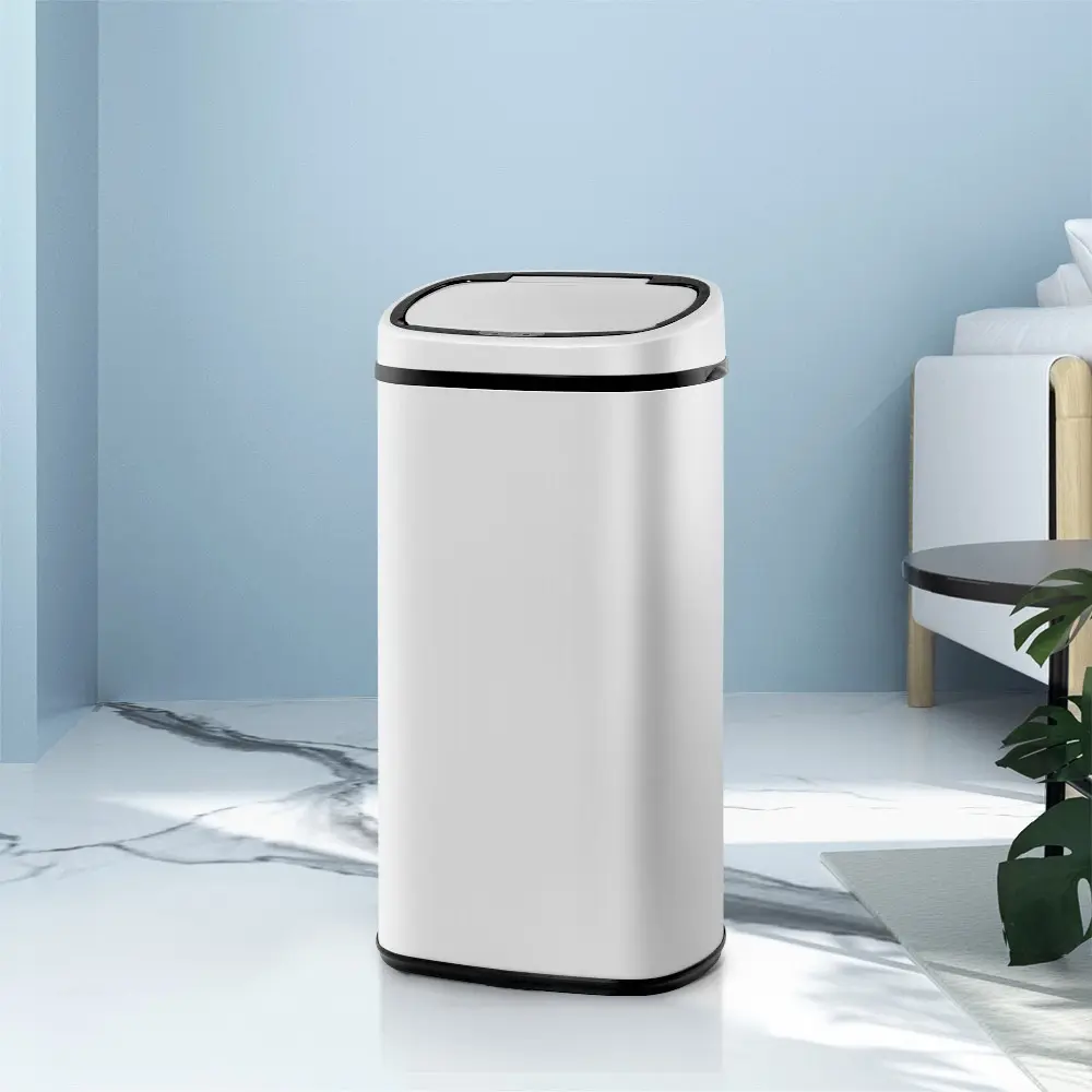 Devanti 68L Motion Sensor Bin Rubbish Automatic White - Home & Garden