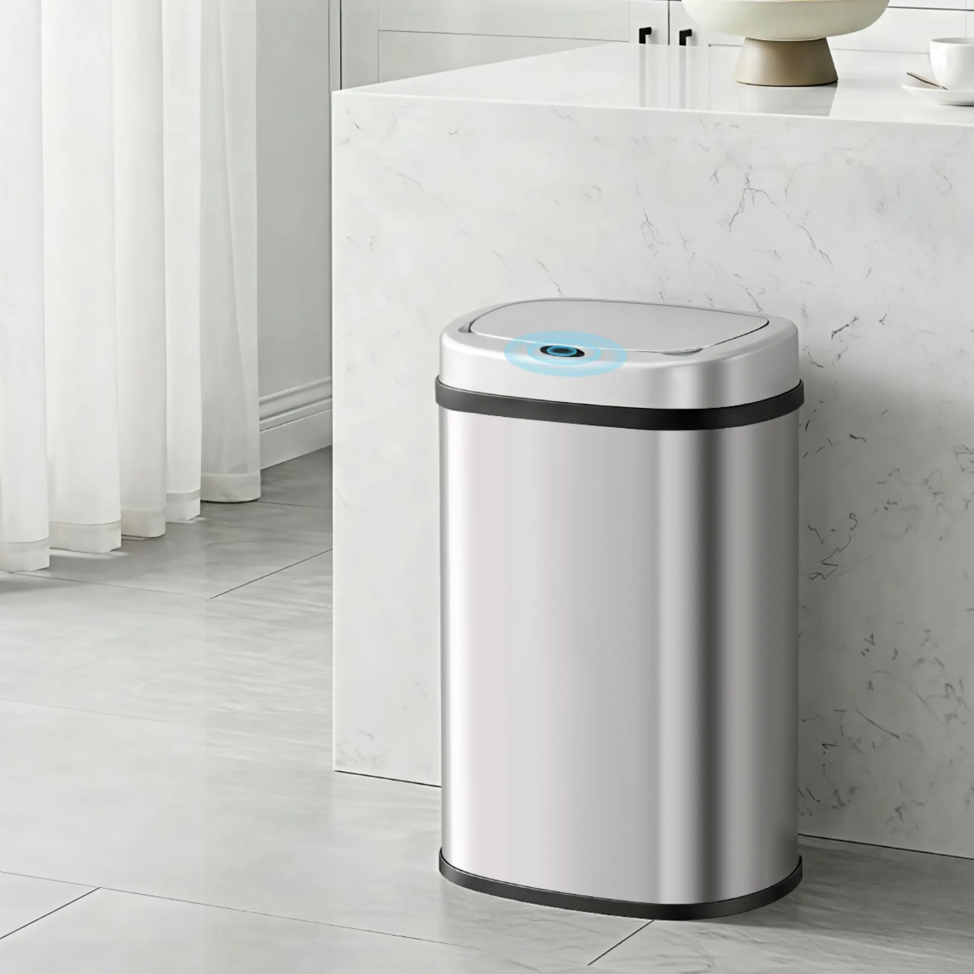 Devanti 50L Sensor Bin Motion Rubbish Automatic Silver - Home & Garden