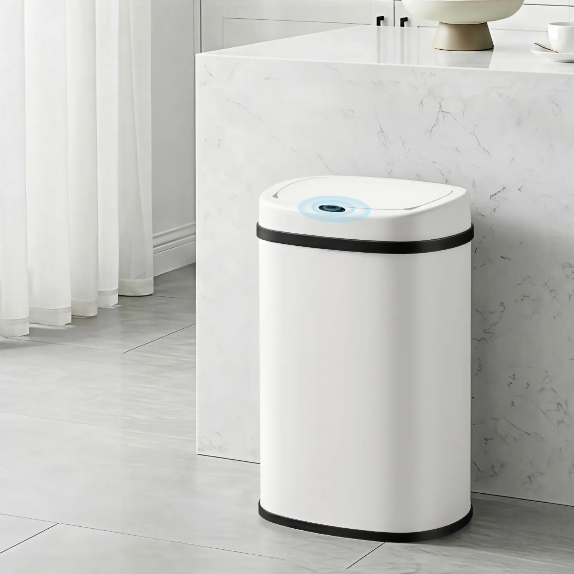 Devanti 50L Sensor Bin Motion Rubbish Automatic White - Home & Garden