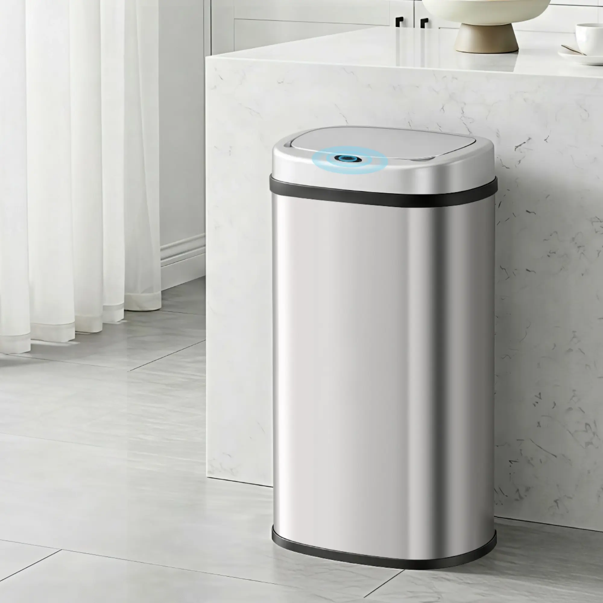 Devanti 60L Sensor Bin Motion Rubbish Automatic Silver - Home & Garden