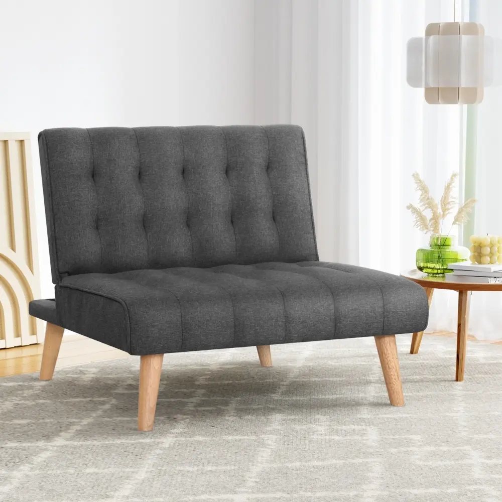 Artiss Sofa Bed Couch 1 Seater Lounge Fabric Grey - Furniture