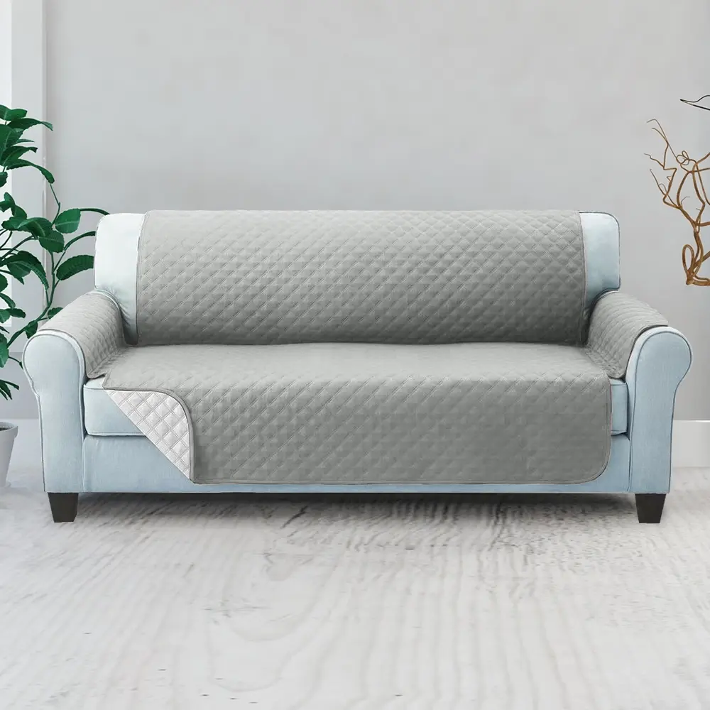 Artiss Sofa Cover Couch Covers 3 Seater Quilted Grey - Furniture