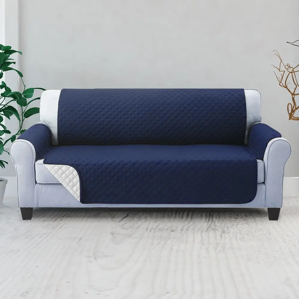 Artiss Sofa Cover Couch Covers 3 Seater Quilted Navy - Furniture
